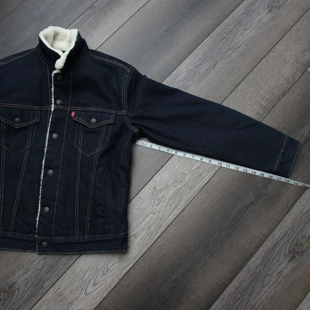 🧥 Levi’s Men’s Sherpa Trucker Jacket 👖 PC9-16365-0075 | Denim Lined Size Small - Picture 10 of 15